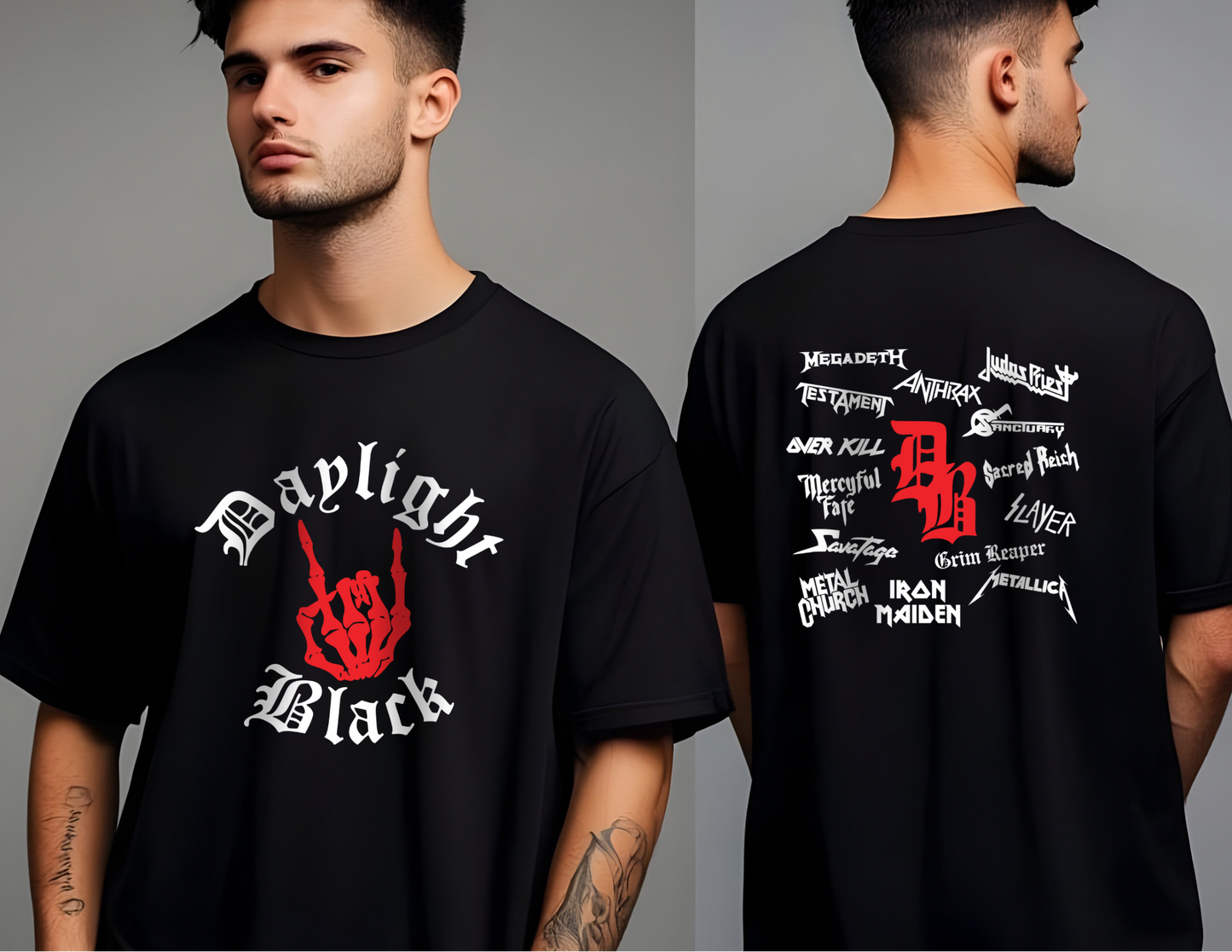 Daylight Black Double Sided Horns and Artists T-shirt