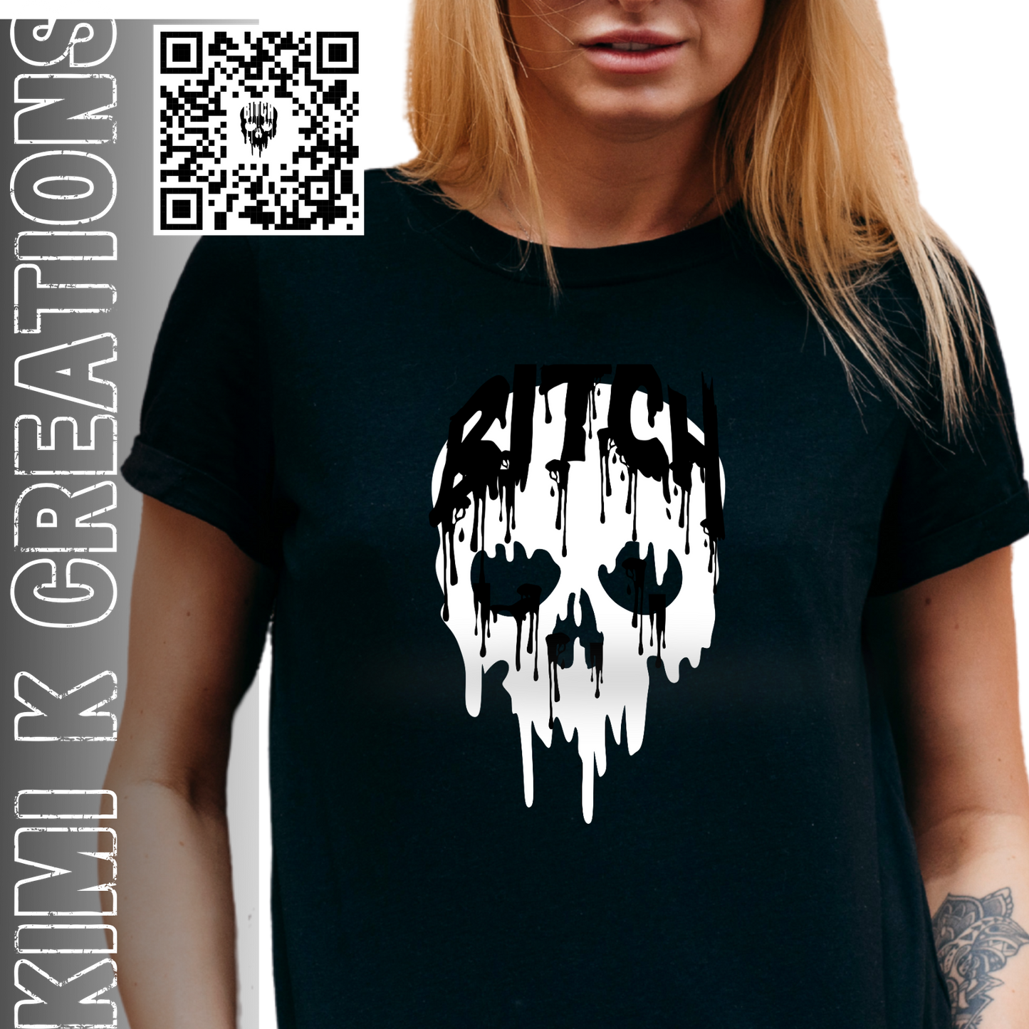 Dripping BITCH Skull T Shirt