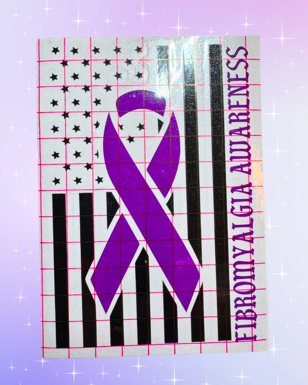 Fibromyalgia Awareness Flag Decal 4x6