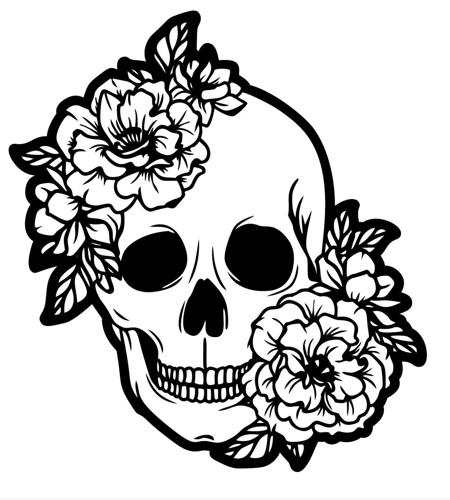 Floral Skull Decal4 10 Inch