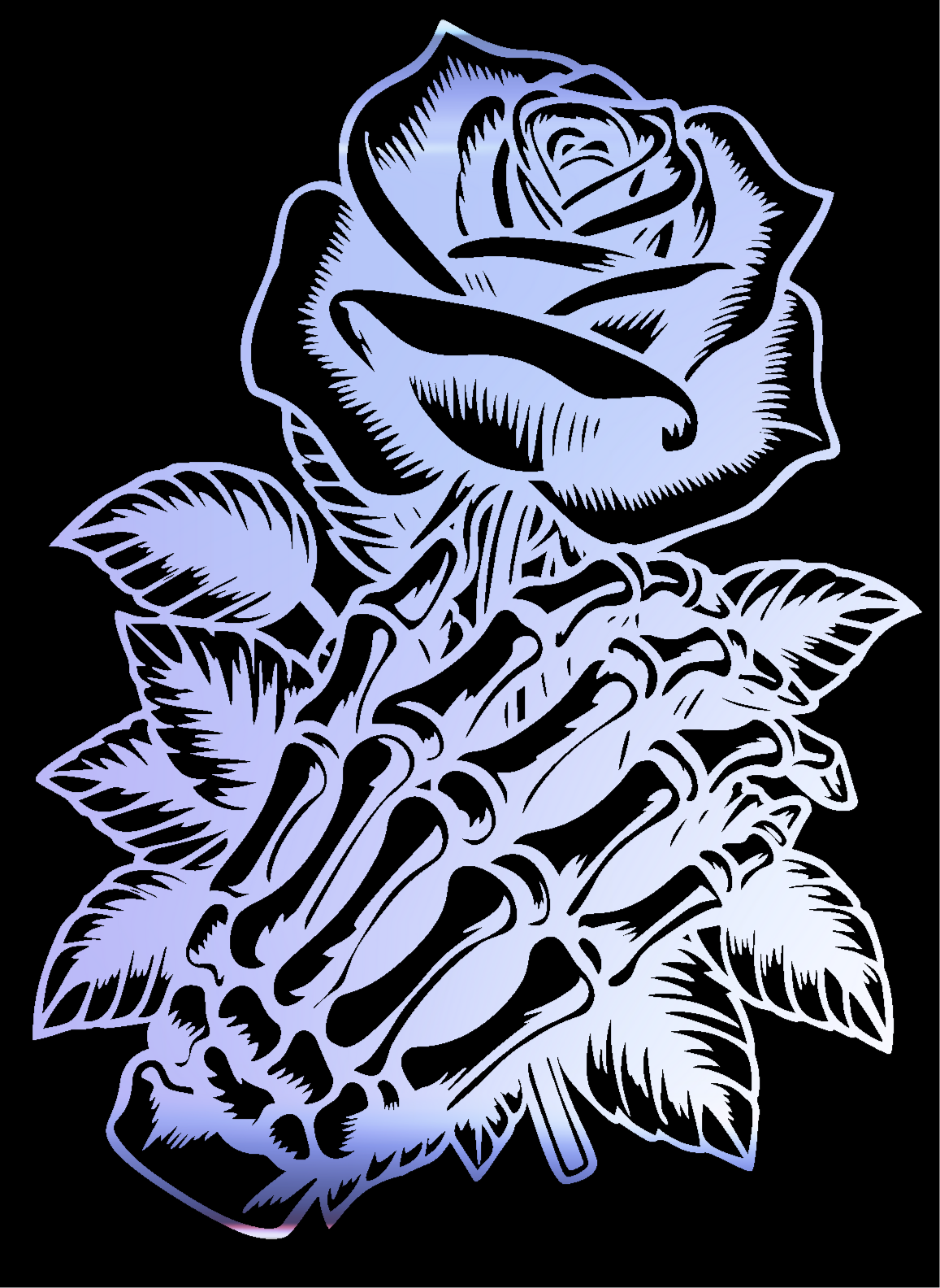 Skeleton Hand Holding Rose Decal 10 inch