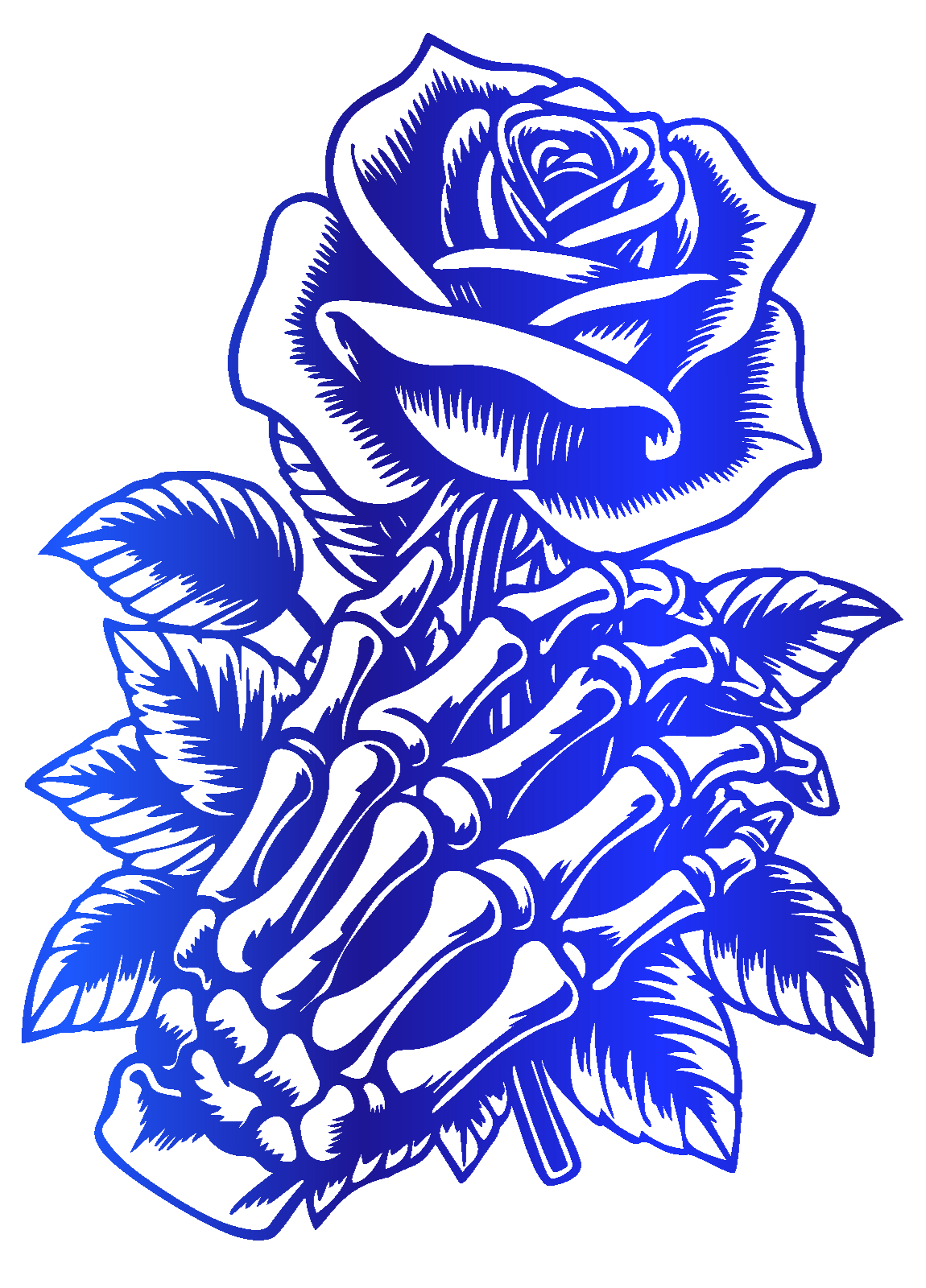 Skeleton Hand Holding Rose Decal 10 inch