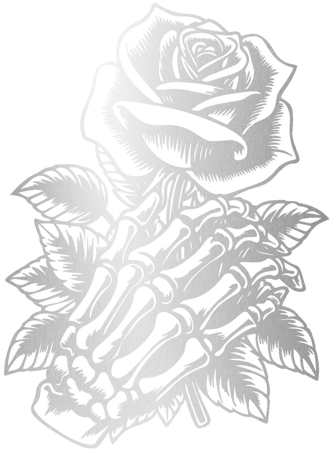 Skeleton Hand Holding Rose Decal 10 inch
