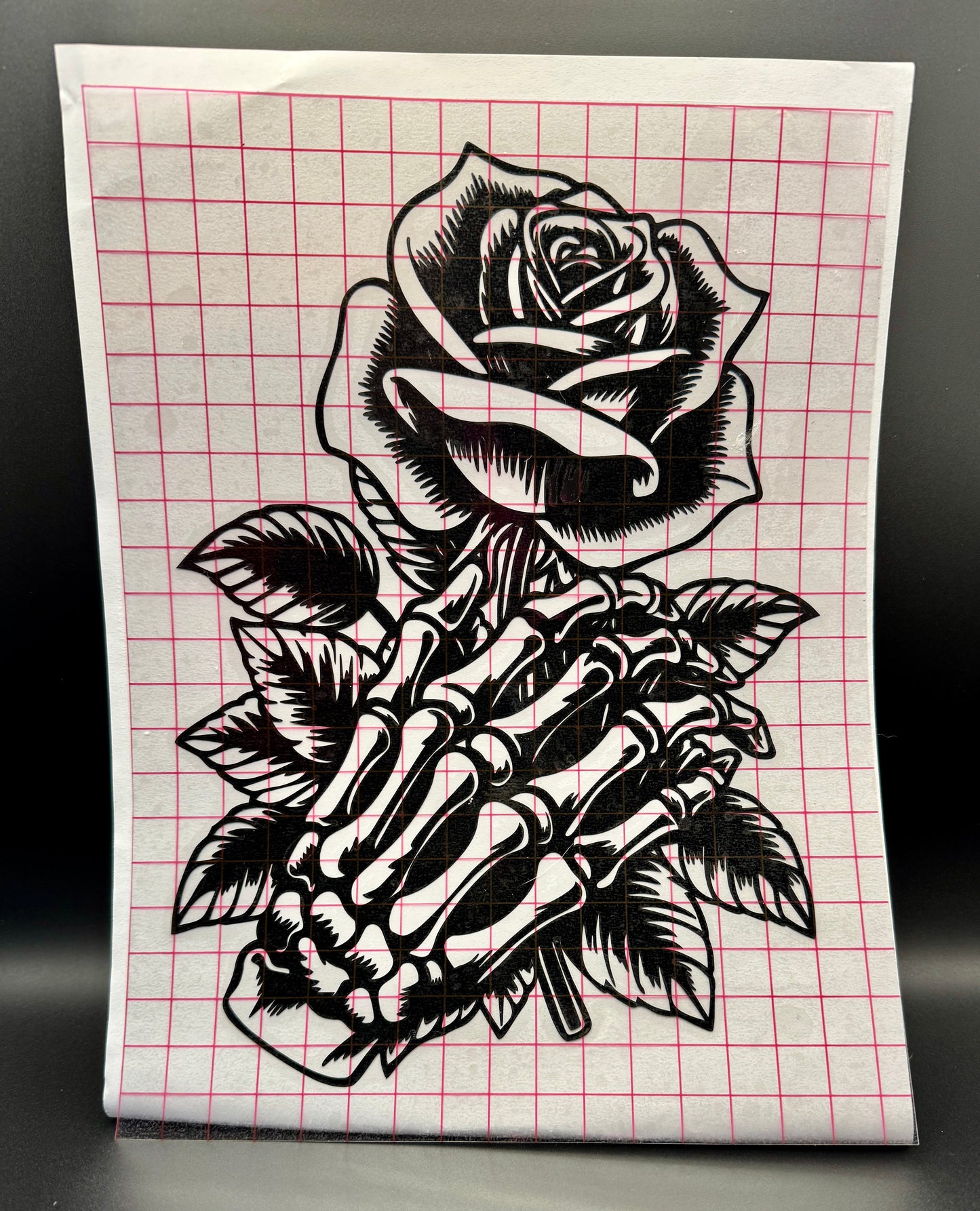 Skeleton Hand Holding Rose Decal 10 inch