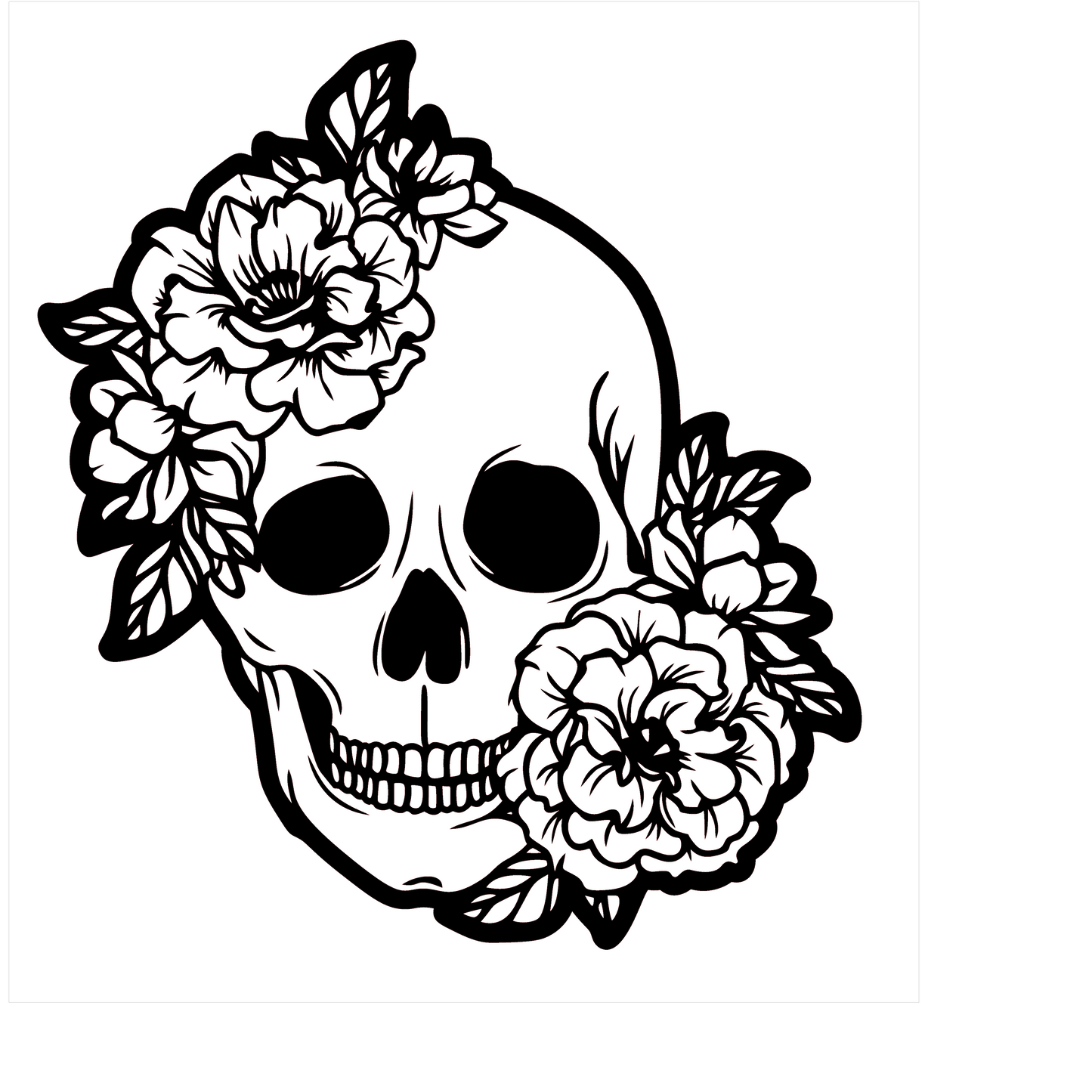 Floral Skull Decal4 10 Inch