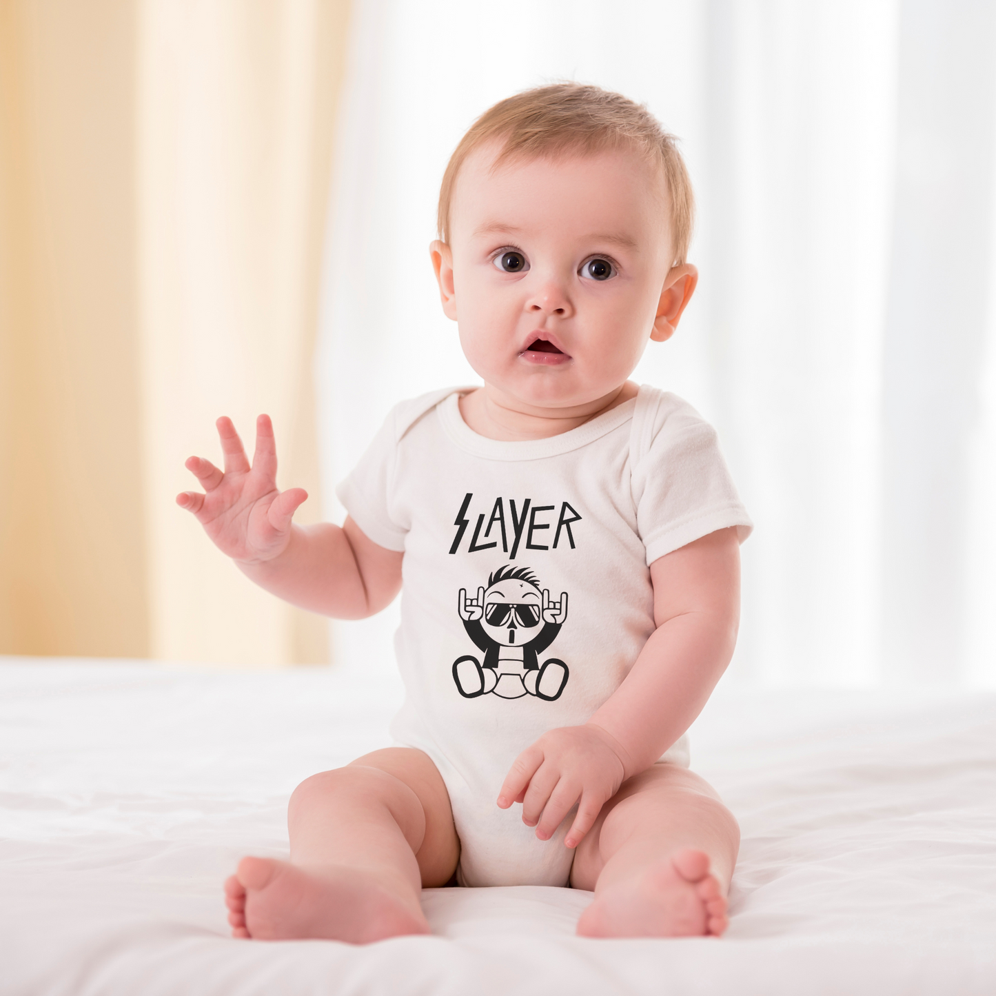 Slayer Baby Throwing Horns Onsie