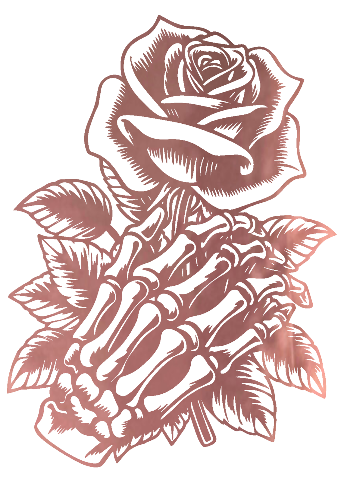Skeleton Hand Holding Rose Decal 10 inch