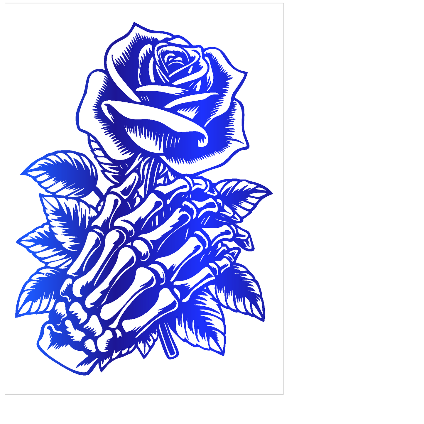 Skeleton Hand Holding Rose Decal 10 inch