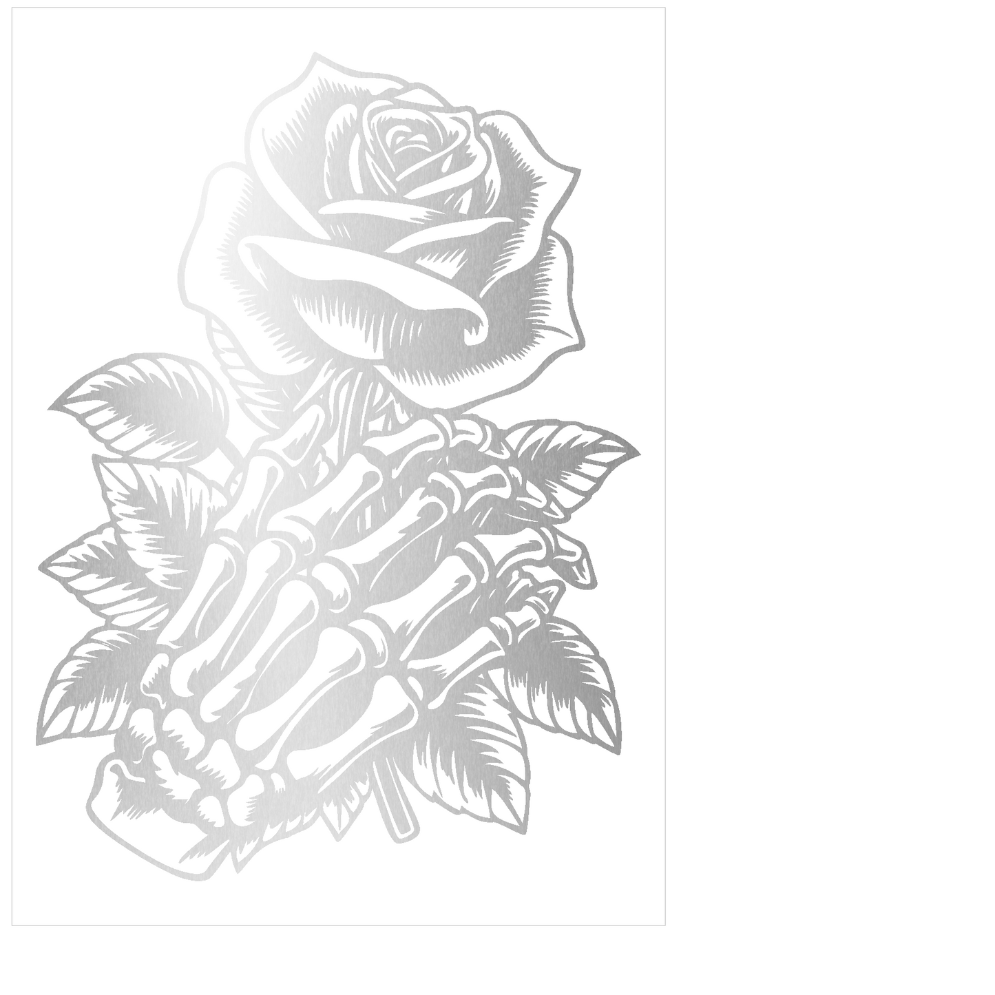 Skeleton Hand Holding Rose Decal 10 inch