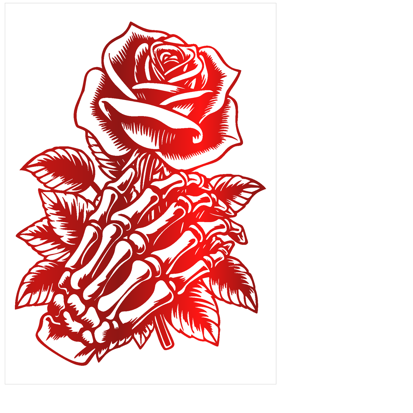 Skeleton Hand Holding Rose Decal 10 inch