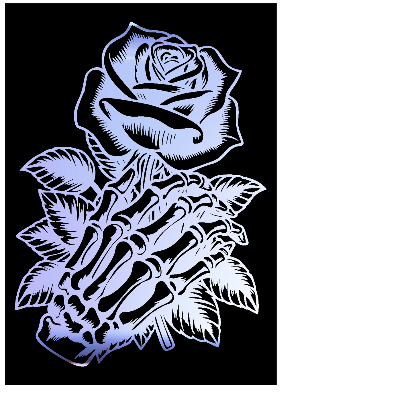 Skeleton Hand Holding Rose Decal 10 inch