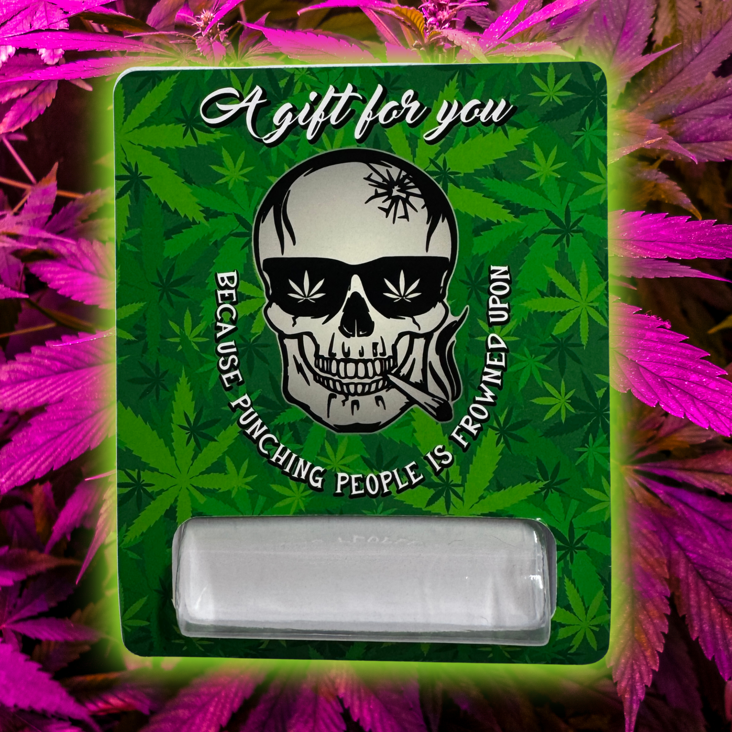 Stoner Roll Gift Card: Because punching people is frowned green background