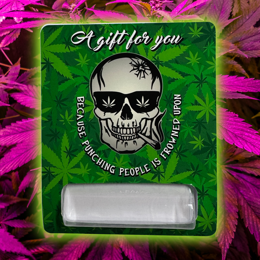 Stoner Roll Gift Card: Because punching people is frowned green background