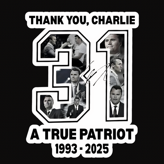 Thank you, Charlie. "31" Photo Collage sticker