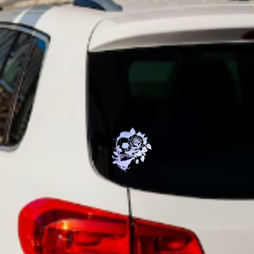 Floral Woman Skull Decal