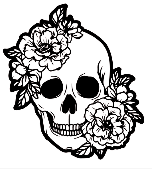 Floral Skull Decal4 10 Inch