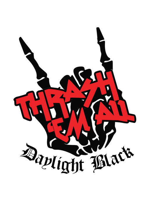 Daylight Black Thrash 'em All Horns Logo 6 Inch Sticker