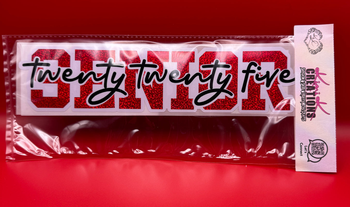 Senior Twenty Five Red Glitter Vinyl 10 Inch Decal
