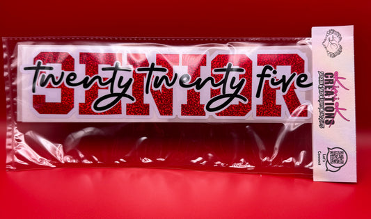 Senior Twenty Five Red Glitter Vinyl 10 Inch Decal