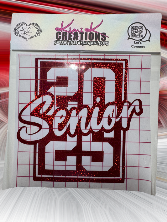 Senior 25 stacked glitter red filled