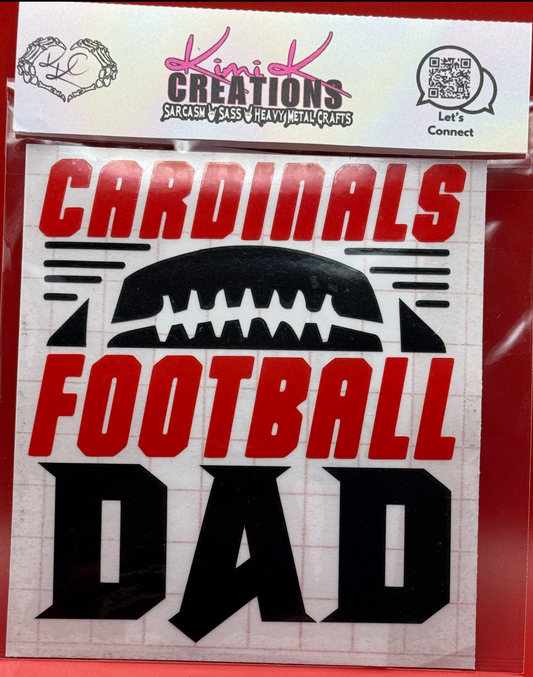Cardinals Football Dad 5 inch decal