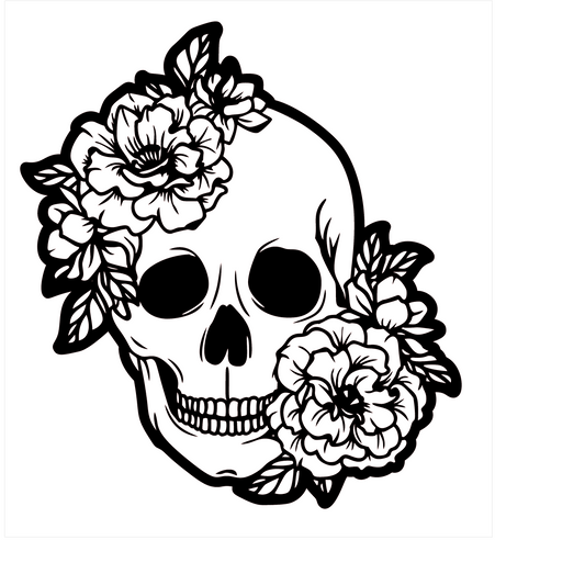 Floral Skull Decal4 10 Inch